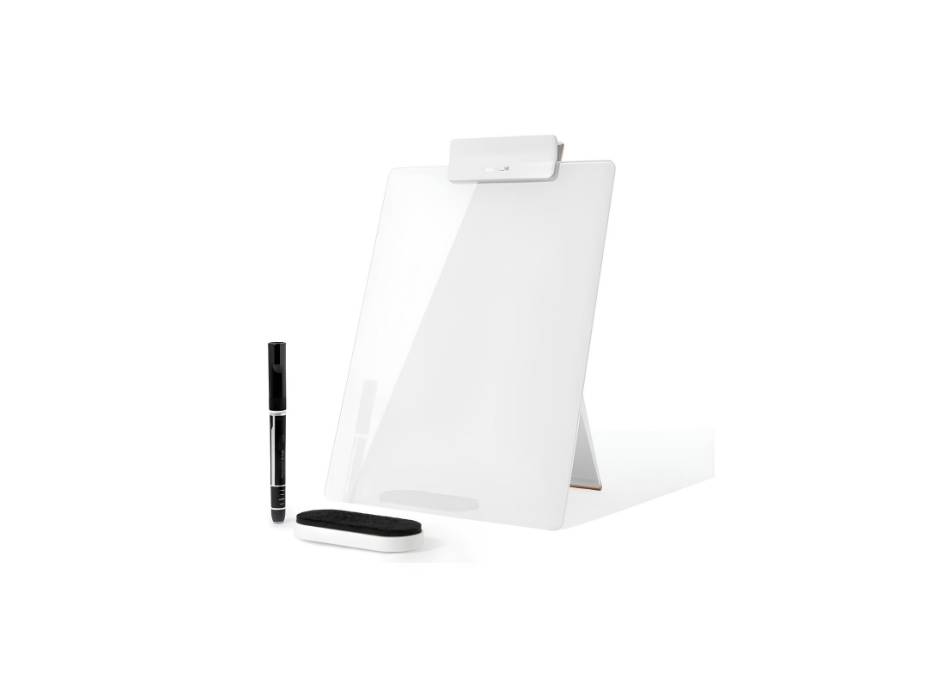 Glass Desktop Whiteboard with Reversible Stand, 8.5‘’x11.8'' Tabletop, To Do List Board, Design for Home Office and School