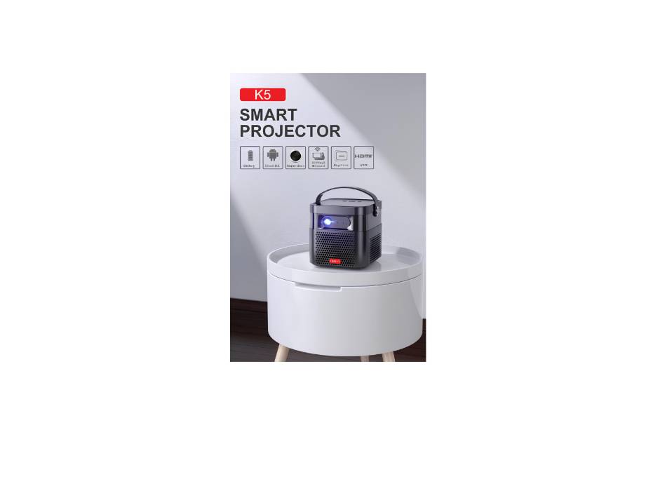 CRONY K5+ upright Projector with BT speaker 3D Smart DLP Projector 800 ANSI Lumens 1080P Portable