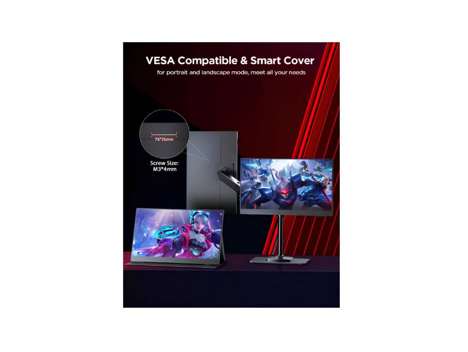 UPERFECT 16” 2K Portable Gaming Monitor, 120HZ,HDR with VESA and Smart Case Stand