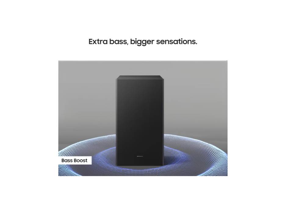 Samsung B-series Soundbar, B450F, 2.1 ch, Subwoofer, 2.1ch Sound, Dolby Audio/DTS Virtual:X, Bass Boost, Adaptive Sound, HW-B450F/ZN