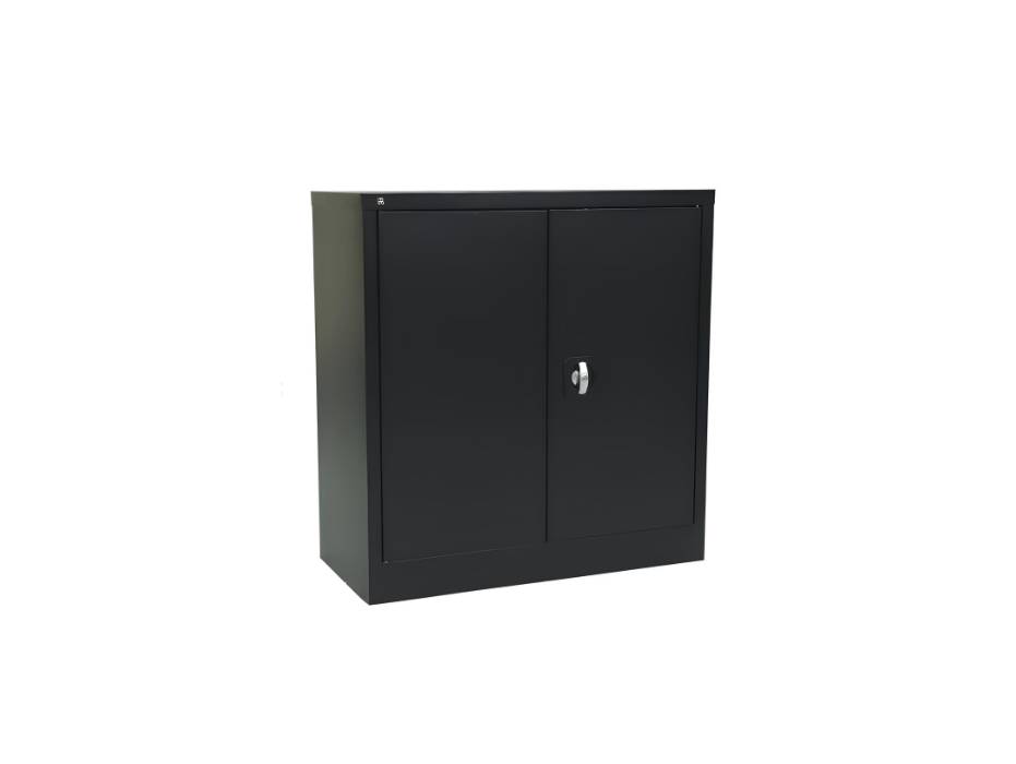 RIGID Office Cupboard Low Height, Steel Filing Cupboard, Cabinet with Shelves Storage Compartment, Black