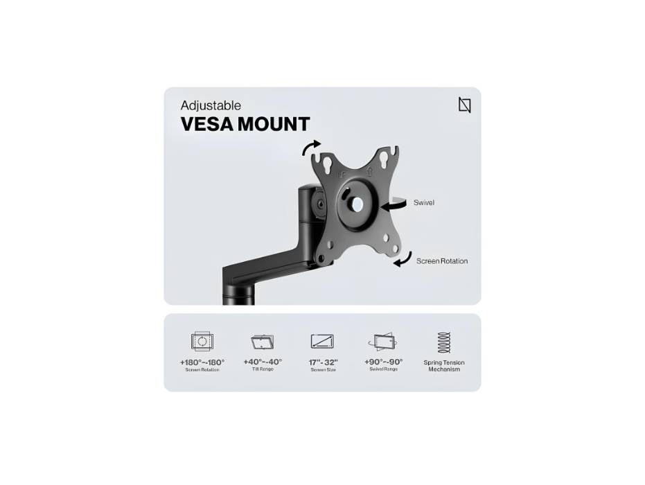 Navodesk Control Monitor Arm Model L with Laptop Tray - Dual Monitor Stand for 17" to 32" Screens & 11.6" to 17.3" Laptops - Ergonomic and Space-Saving Design, Silver