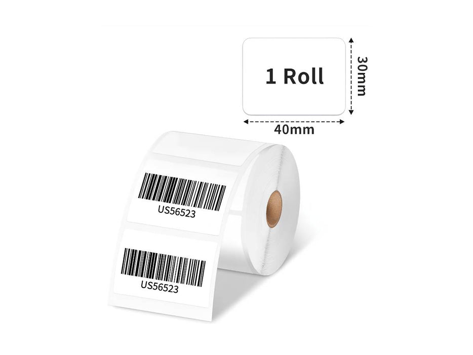 Phomemo Multi-Purpose Transparent Square Self-Adhesive Label For M110,(40 x 30mm), 230 Labels/Roll, Black on White, 3 Rolls