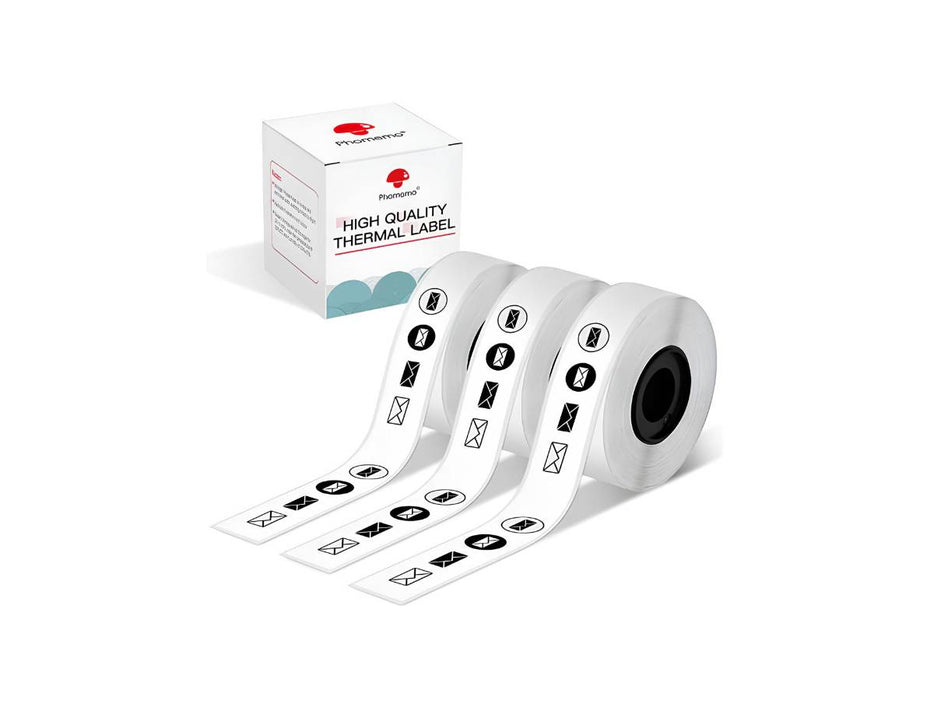 Phomemo D30 Continuous Adhesive Thermal Label,15mmx6m, 3roll, White, Waterproof, Oilproof