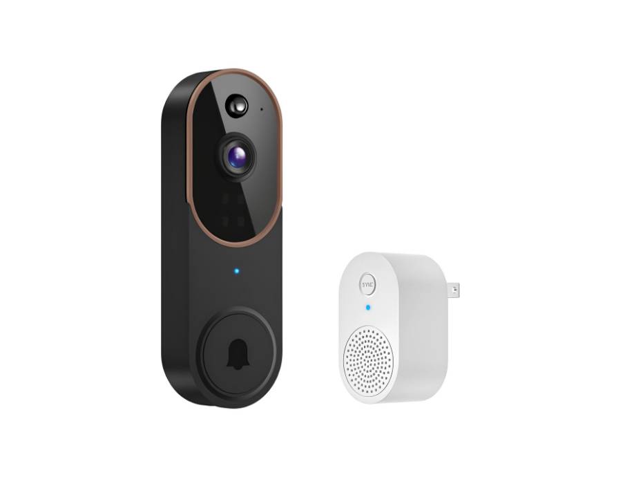 GridTera - 1080p Wireless Doorbell with Doorbell, AI Human Detection, Live Vision, Night Vision, Cloud Storage, 2.4G WiFi, Battery Operated, Indoor and Outdoor Surveillance