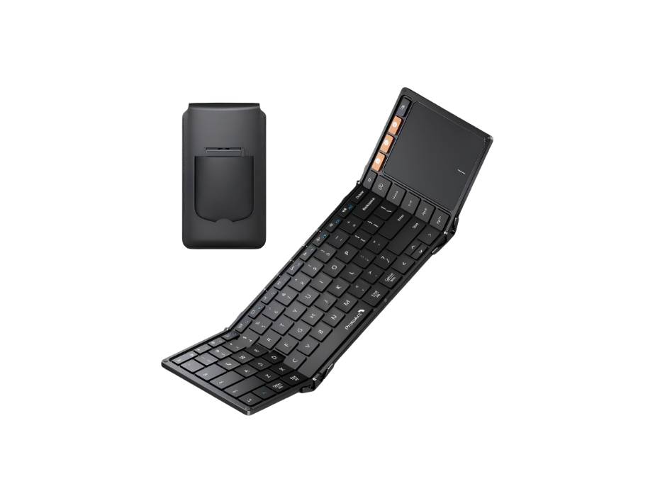 ProtoArc Foldable Keyboard with Touchpad, XK01 TP Folding Portable Keyboard, Full Size Keys, Large Trackpad Bluetooth Travel Keyboards