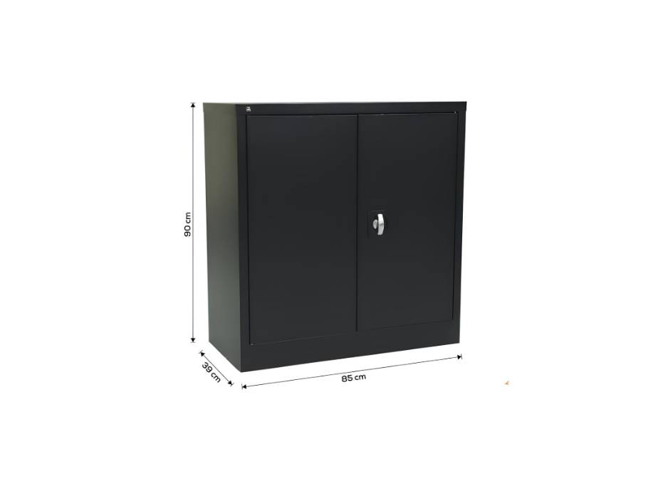 RIGID Office Cupboard Low Height, Steel Filing Cupboard, Cabinet with Shelves Storage Compartment, Black