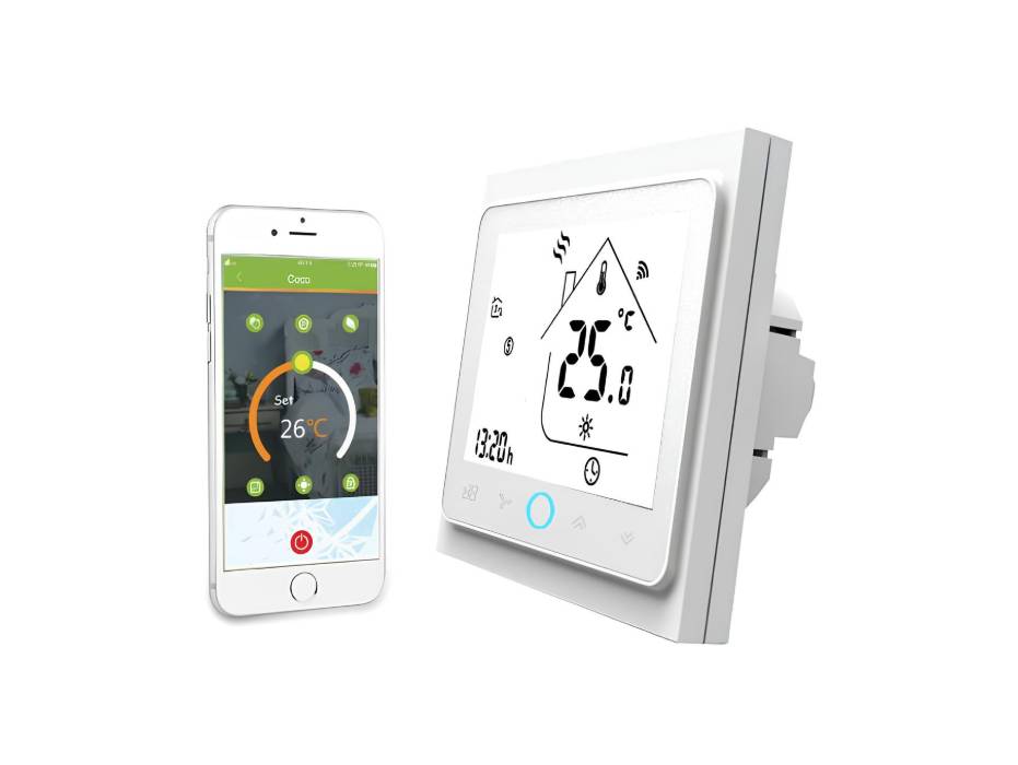 MOES 24V DC WiFi Smart Central Air Conditioner Thermostat, Low Voltage DC Temperature Controller Fan Coil Unit, Tuya/Smart Life Compatible with Amazon Alexa Echo Google Home 2 Pipe System