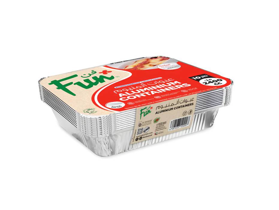 Aluminium Containers With Paper Lids 2400cc, Pack of 10