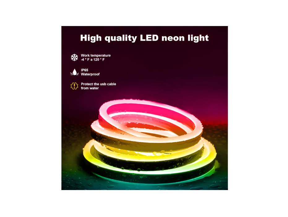 Cozylady USB RGB-IC Neon Rope Lights 3m, Waterproof 10ft LED Neon Lights Control with App/Remote, Music Sync Flexible Rope Lights Multiple Modes