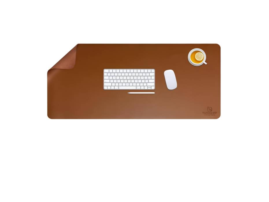 EXCOVIP Non-Slip PU Leather Desk Mat for Home and Office, Large 90cm x 40cm (Brown)
