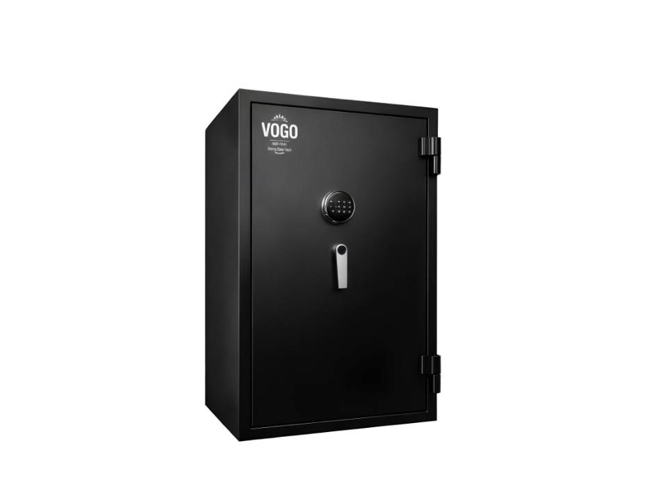 Shinjin Safe Tech Vogo Safes, VGF-1140, 201 Liters and 292 Kg, 2 Shelves + 1 Drawer with Key and Electronic Lock, Black