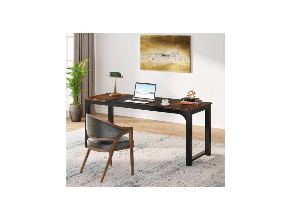 Tribesigns Modern Computer Desk, 160 x 60 cm Large Office Desk Computer Table Study Writing Desk Workstation for Home Office, Rustic Brown/Black