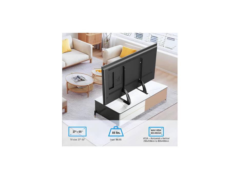 MOUNTUP TV Stand Mount, Universal TV Stand Tabletop for 27 to 55 inch, Holds up to 40kg, Height Adjustable TV Base MU1019-AE