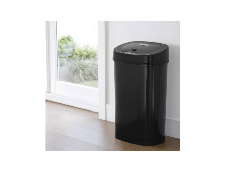 NINESTARS, DZT-50-9BK, 50 L Black Automatic Touchless Motion Sensor Sensor Trash Bin and Garbage Bin with Highly Durable Lid Mechanism for Home, Kitchen and Office