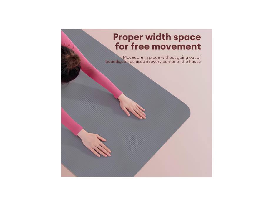 Agnite ER202-GR NBR Yoga Mat (181x61x1.0cm, Grey) – Non-Slip & Durable for Ultimate Comfort