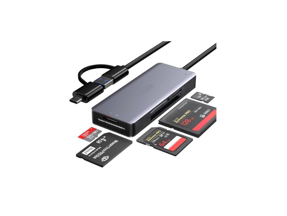 Excefore USB C USB3.0 SD Card Reader, 5in1 Multi Card Reader