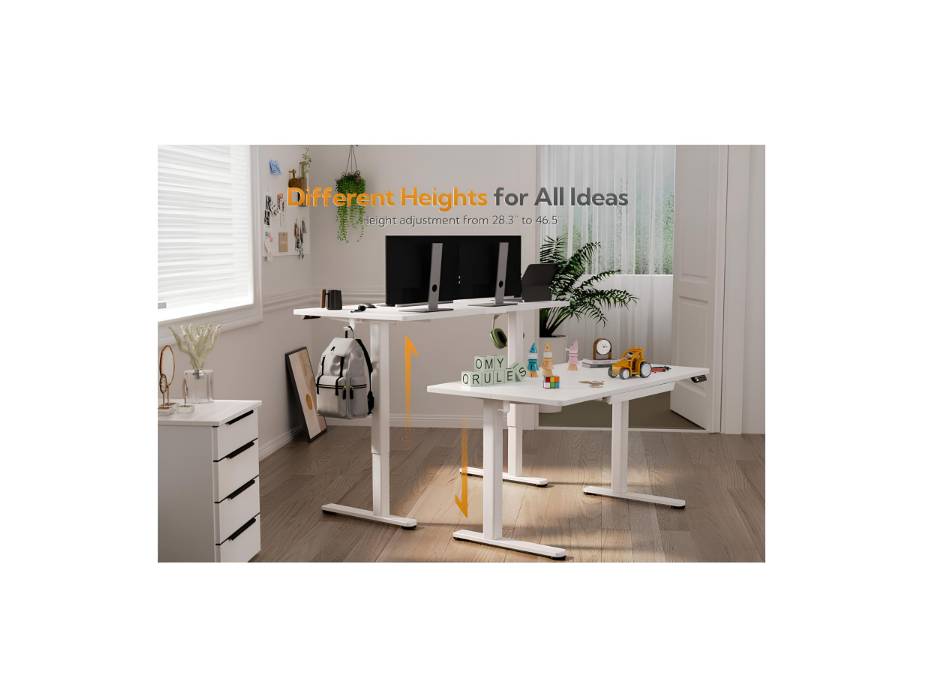 Claiks Standing Desk with Drawers, 48x24 Inch Electric Stand Up Desk, Adjustable Height Sit Stand Computer Workstation, White