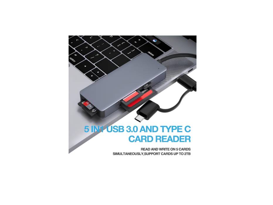 Excefore USB C USB3.0 SD Card Reader, 5in1 Multi Card Reader