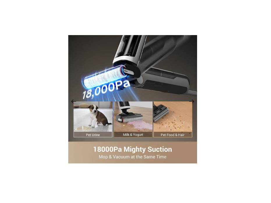 Dreame H14 Wet-Dry Vacuum Cleaner, Brush Washing & Hot Air Drying at 60°C in 5 mins, 180° Lie-Flat Reach, Self-Cleaning with Dual Rotations, 18kPa Suction Power