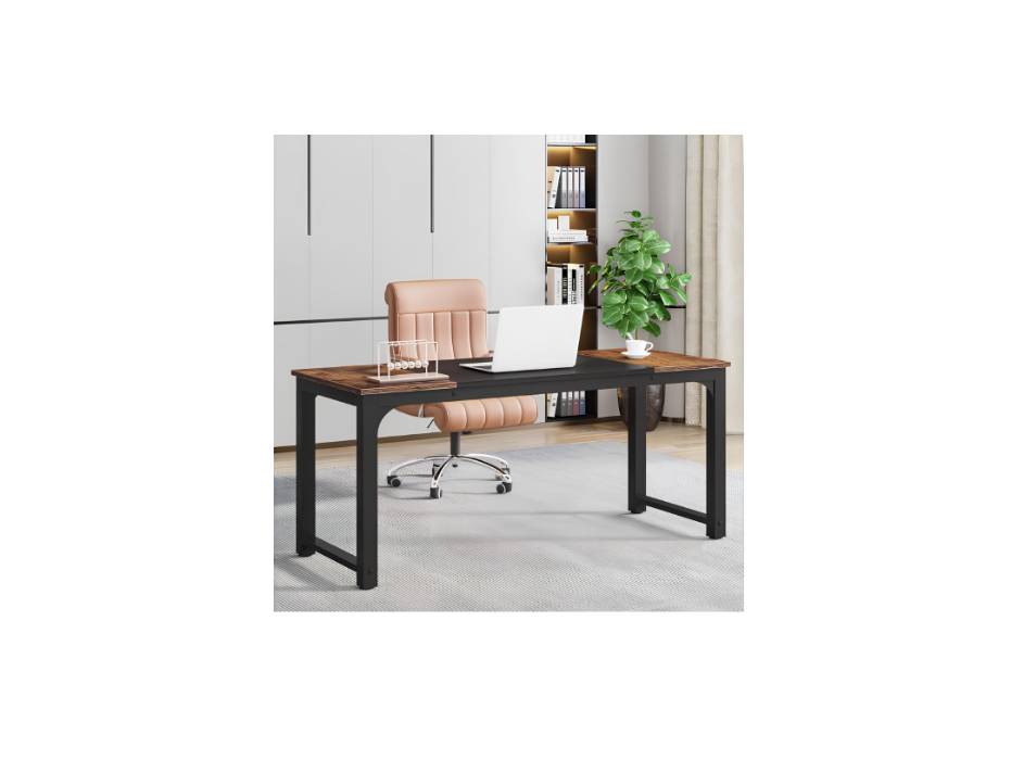 Tribesigns Modern Computer Desk, 160 x 60 cm Large Office Desk Computer Table Study Writing Desk Workstation for Home Office, Rustic Brown/Black
