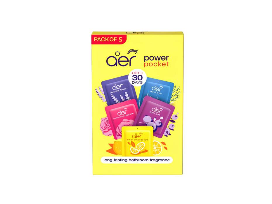 Godrej Aer Power Pocket Air Freshener, Assorted, 50g, 5pcs/pack