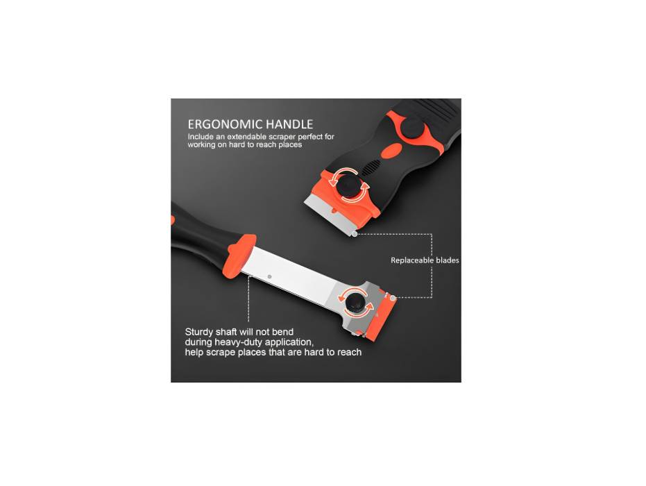 Razor Blade Scraper Tool with 50 Plastic and 30 Metal Razor Blades - Set of 3