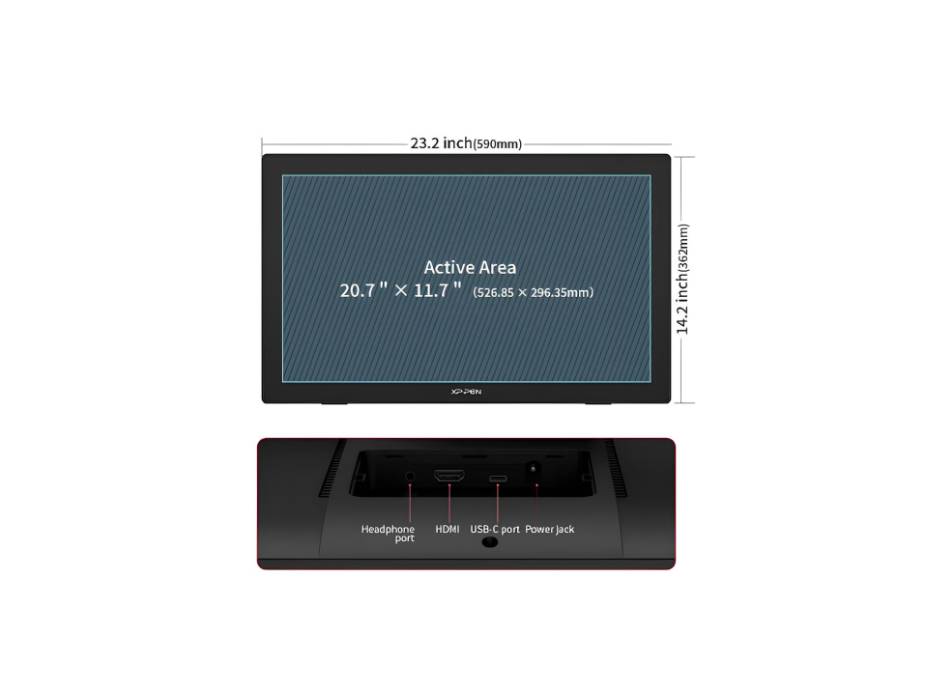 XP-pen Artist 24 23.8 Inch Drawing Display Graphic Monitor 2K QHD 127% s RGB with Full Lamination Battery-Free Pen