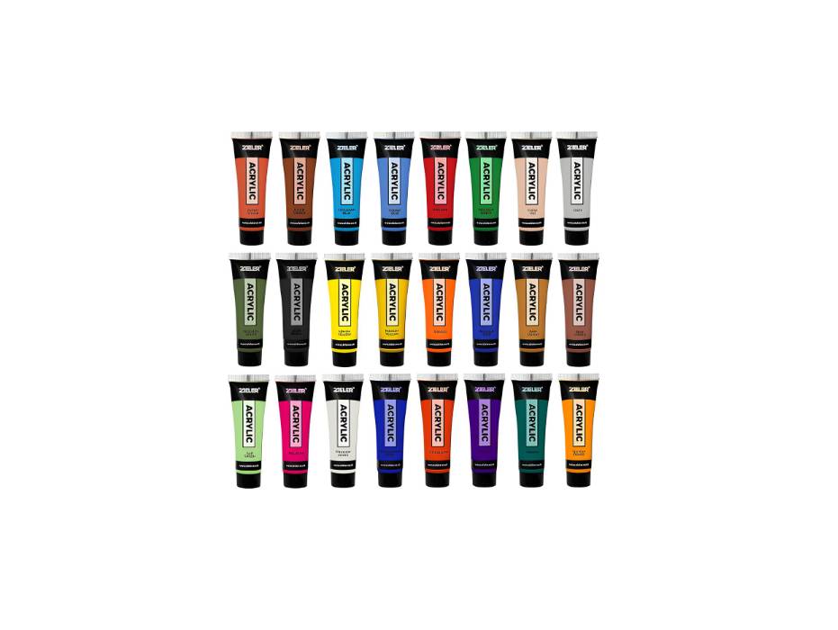 Zieler Premium Acrylic Paint Set,24 Large 22ml Tubes - Vibrant Colors & Rich Pigments