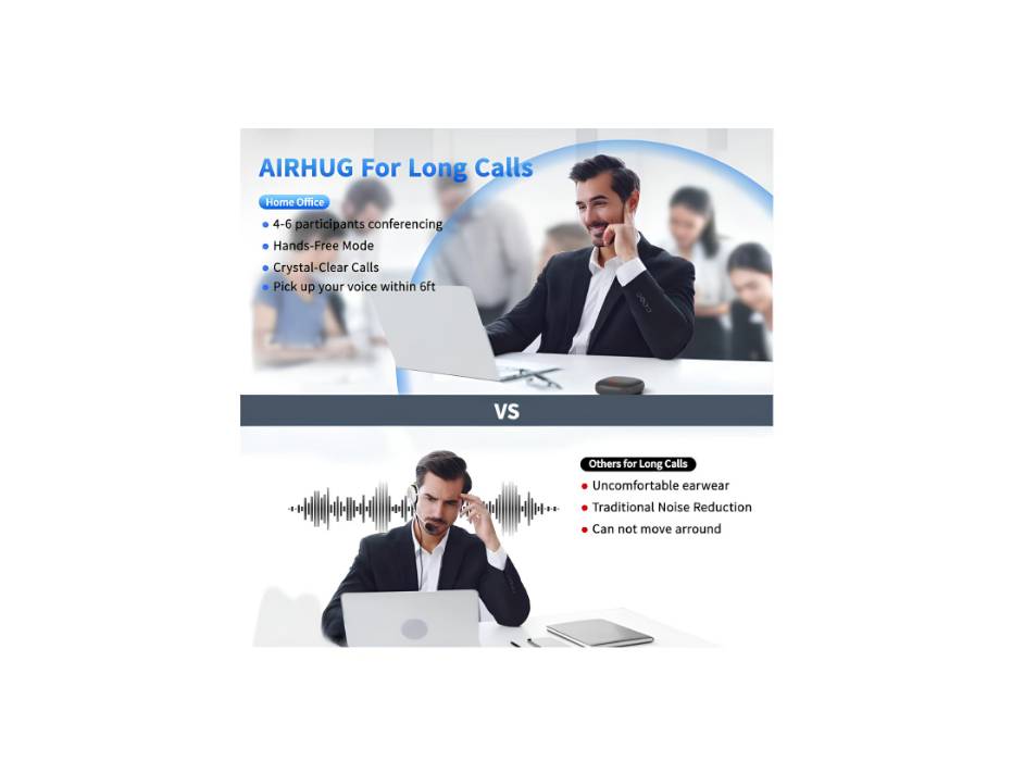 AIRHUG Bluetooth Conference Speaker with Microphone, 360°Voice Pickup, Advanced Noise Reduction, USB-C Plug & Play, Compatible with Zoom, MS Team