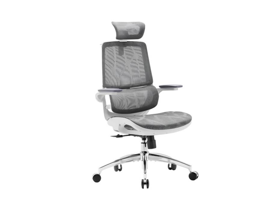 M59AS-M101 Ergonomic Office Chair, Breathable Mesh Desk Chair with Dual Back Design, Clothes Rack and Flip-up Arms, Swivel Task Chair, Adjustable Height Gaming Chair (Grey)