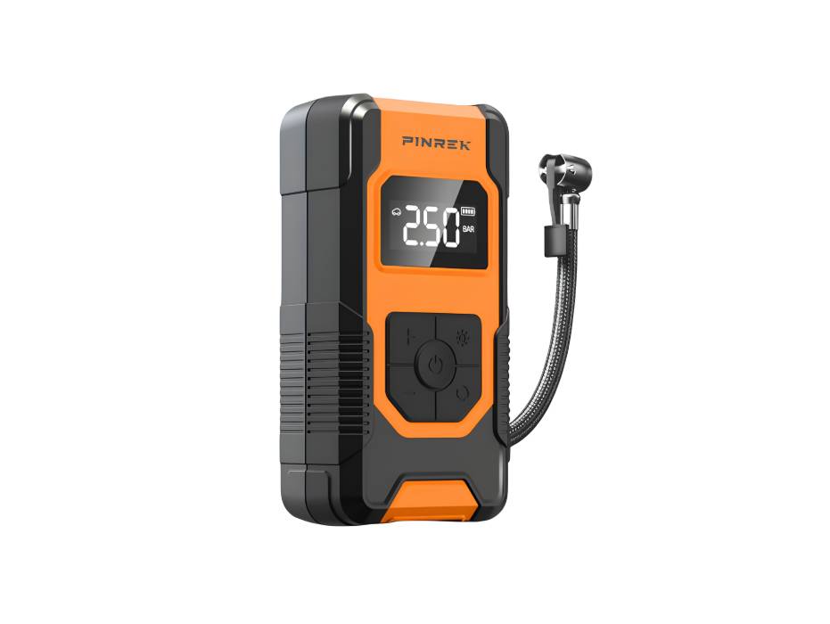 PINREK QB01 Cordless Tyre Inflator Portable Air Compressor, 7800mAh Auto Shut-Off, 150 PSI Digital Gauge, 22L/Min Airflow