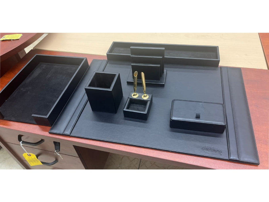 PU Leather Desk Set 7pcs Black, DS112BK