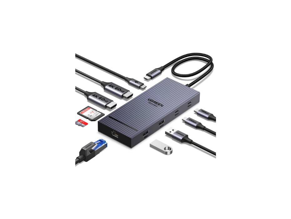 UGREEN Revodok Pro 10 in 1 USB C Dual 4K@60hz Monitor Docking Station with SD/TF Reader, Ethernet port, 10Gbps Data Ports Hub, 100W PD for Windows Laptop, Tablet, MacBook Air/Pro