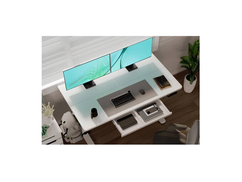 Claiks Standing Desk with Drawers, 48x24 Inch Electric Stand Up Desk, Adjustable Height Sit Stand Computer Workstation, White