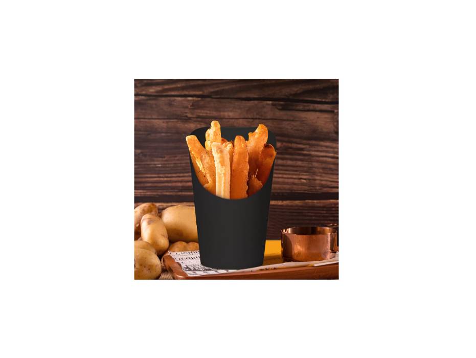 Party Treats Cones Snacks Kraft Paper Cups Holder, Black, 14oz - Pack of 50