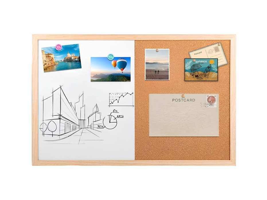 Cork Board and Magnetic Dry Erase White Board Combo, 40x60cm Bulletin Board for Office