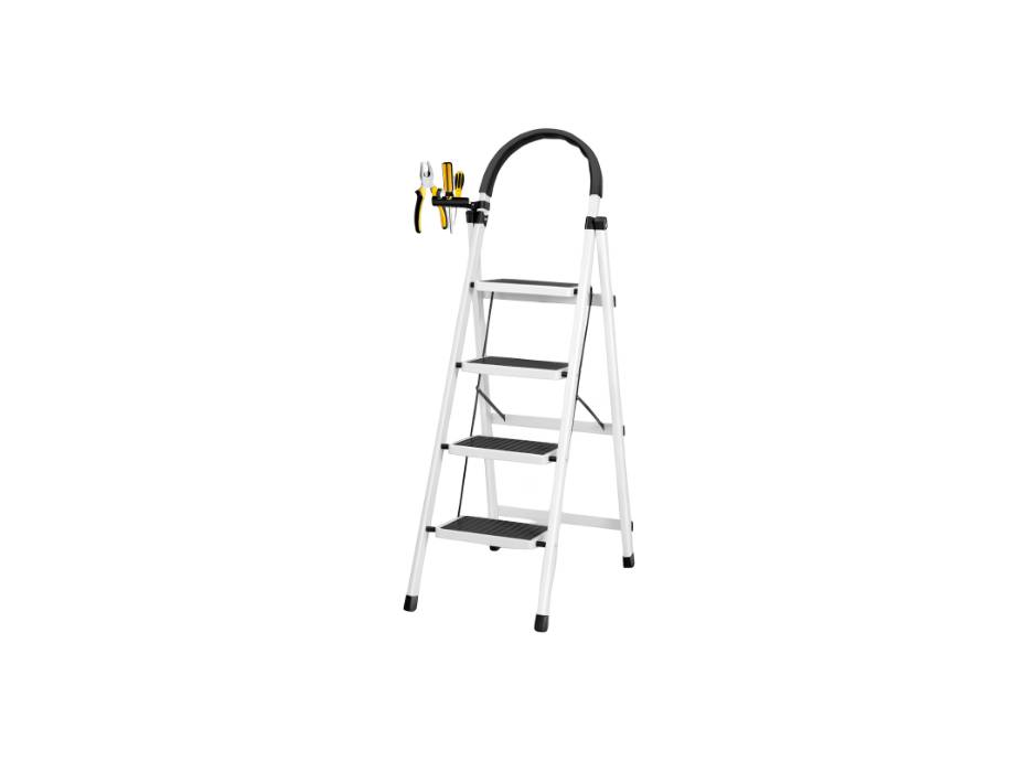Portable 4 Steps Collapsible Stool/Ladder, White