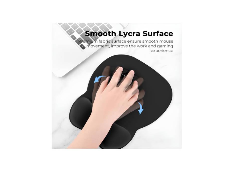 EooCoo Ergonomic Mousepad with Memory Foam, 4mm Ultra Thin Black