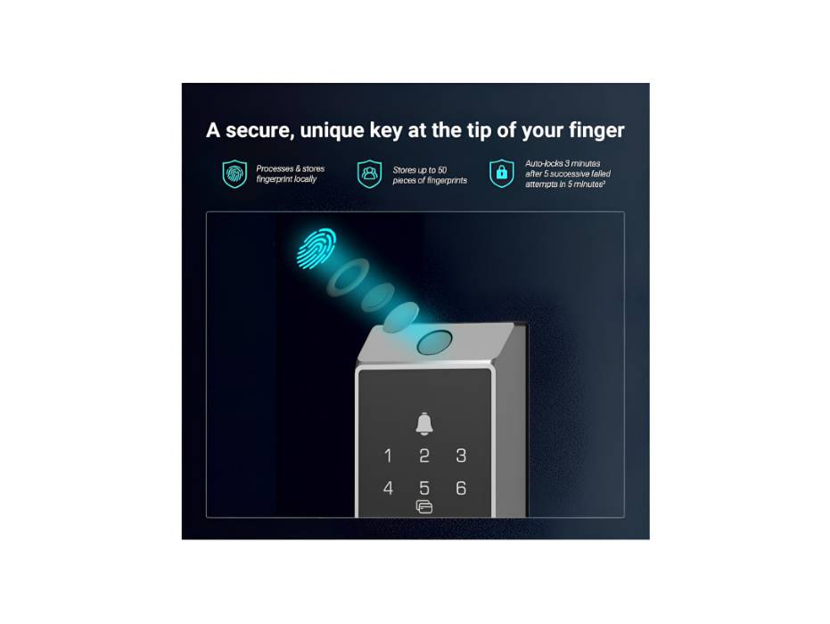 EZVIZ DL04 Pro Smart Lock – 5-in-1 Keyless Entry with Fingerprint Access, Bluetooth & Wi-Fi Enabled, Real-Time Notifications, Privacy Mode, and Durable Aluminum Design