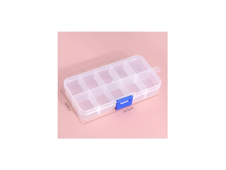 Clear Plastic Organizer Box, 10 Grids - Pack of 2
