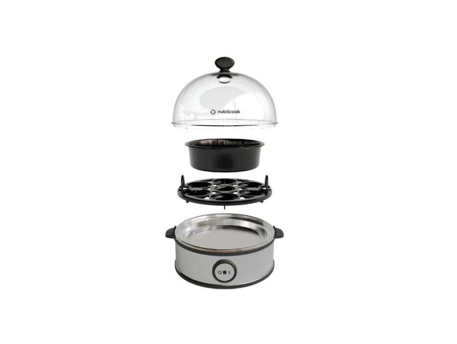 NutriCook Rapid Egg Cooker: 7 Egg Capacity Electric Egg Cooker for Boiled Eggs, Poached Eggs, Scrambled Eggs, or Omelets with Auto Shut Off Feature