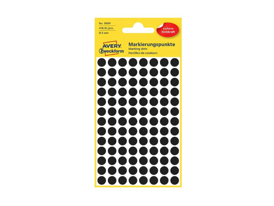Avery Marking Labels, Dots, 8 mm, Black, 416/pack (3009)