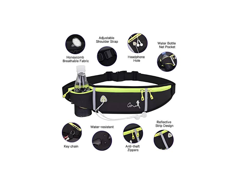 Running Belt, Waist pack Bag For Hiking, Cycling, Travel, Money, Phone Holder for Women & Men