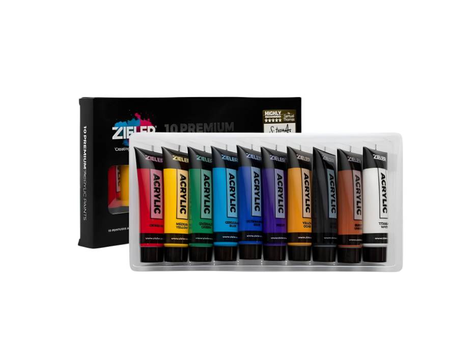 Zieler Premium Acrylic Paint Set - 10 Tubes, 38 ml - Assorted Colors