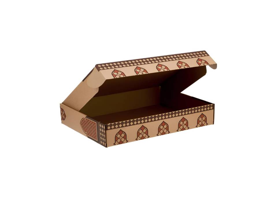 Ramadan Theme Printed Corrugated Meal Box, 35x26x6 cm, 25pcs, Brown