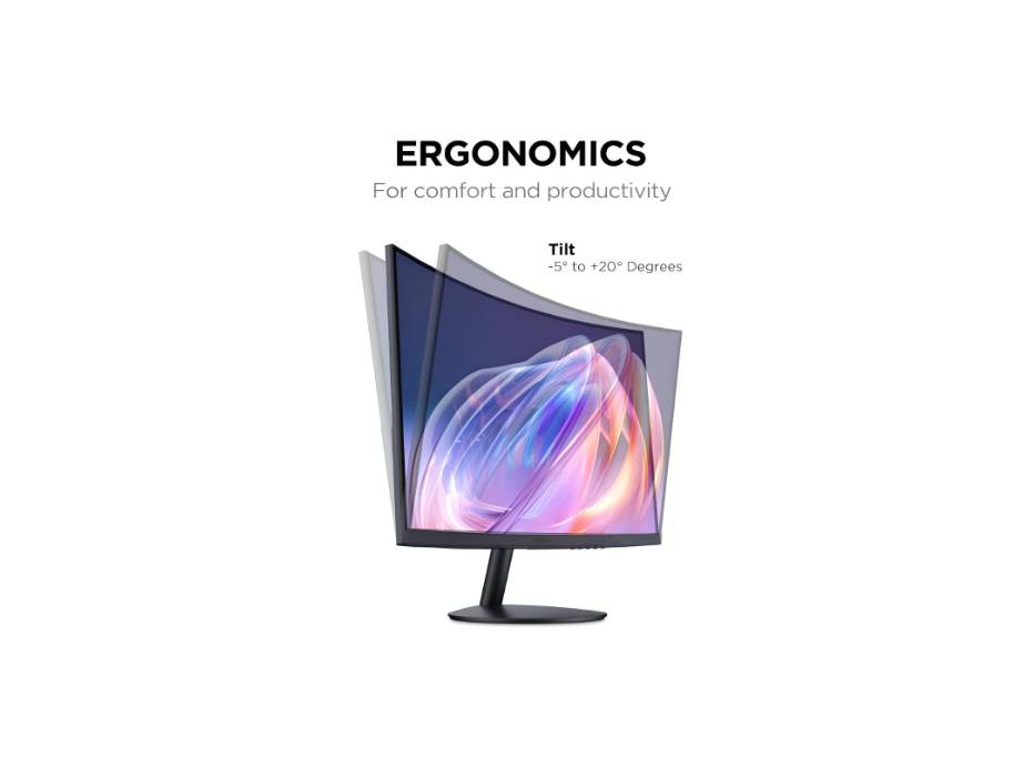 KOORUI 24-Inch Curved Computer Monitor- Full HD 1080P 60Hz Gaming Monitor 1800R LED Monitor HDMI VGA, Tilt Adjustment, Eye Care, Black 24N5C