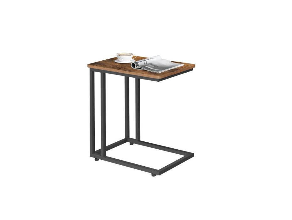 VASAGLE End Table, Side Table, Coffee Table, With Steel Frame And Castors, Easy Assembly, Industrial, For Living Room, Bedroom, Balcony, Rustic Brown And Black
