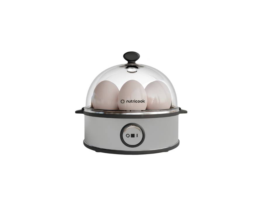NutriCook Rapid Egg Cooker: 7 Egg Capacity Electric Egg Cooker for Boiled Eggs, Poached Eggs, Scrambled Eggs, or Omelets with Auto Shut Off Feature