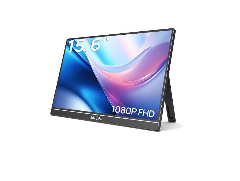 ARZOPA Portable Monitor 15.6'' FHD 1080P - Ultra-Slim Portable Monitor with Kickstand - IPS Display